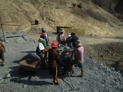 Small scale mining at an IOCG deposit-prospect, Peru.