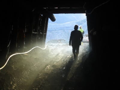 Exiting underground workings at an ophiolite-hosted manganese deposit, eastern Turkey.